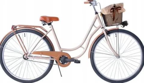 Rower miejski 28 Holand Retro Beżowo-brązowy z koszem i wkładką