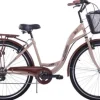 Rower miejski 28 Kozbike City 28 7s beżowo-brązowy z koszem