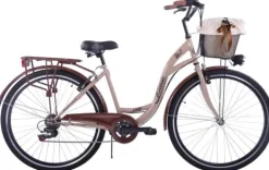 Rower miejski 28 Kozbike City 28 7s beżowo-brązowy z koszem