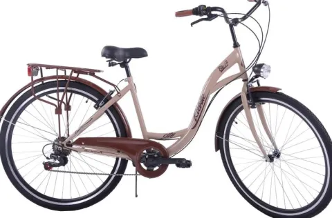 Rower miejski 28 Kozbike City 28 7s beżowo-brązowy z koszem