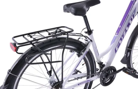 Rower trekkingowy 28 Fuzlu Escape 1.0 Lady (18") biały/fiolet/fiolet mat