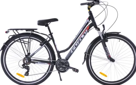 Rower trekkingowy 28 Fuzlu Escape 1.0 Lady (18") czarny/czerwony/biały mat
