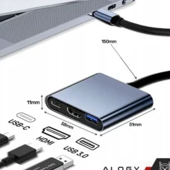 ROZDZIELACZ ADAPTER HUB HDMI TYPE-C DO MACBOOK AIR PRO 13 14 15 16 M1 M2 M3