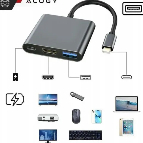ROZDZIELACZ ADAPTER HUB HDMI TYPE-C DO MACBOOK AIR PRO 13 14 15 16 M1 M2 M3