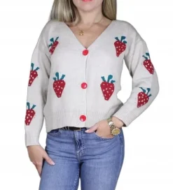 Rozpinany sweter kobiecy modny wyjątkowy kardigan blezer narzutka