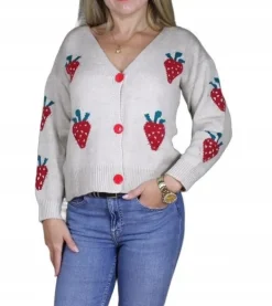 Rozpinany sweter kobiecy modny wyjątkowy kardigan blezer narzutka