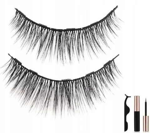 RZĘSY MAGNETYCZNE 3X DŁUGIE + PĘSETA + EYELINER