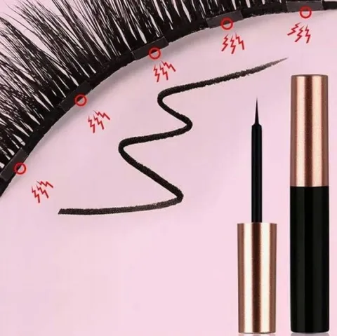 RZĘSY MAGNETYCZNE 3X DŁUGIE + PĘSETA + EYELINER