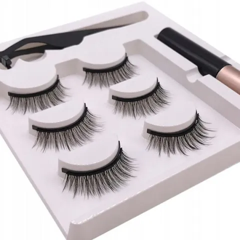 RZĘSY MAGNETYCZNE 3X DŁUGIE + PĘSETA + EYELINER