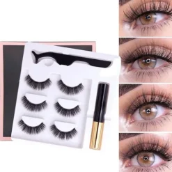 RZĘSY MAGNETYCZNE 3X DŁUGIE + PĘSETA + EYELINER