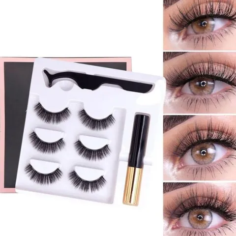 RZĘSY MAGNETYCZNE 3X DŁUGIE + PĘSETA + EYELINER