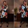 Sasha Ferrano tunika sukienka kimono ARI z jedwabiem 54/56 Plus size czarna