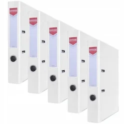 Segregator OFFICE PRODUCTS Officer z szyną, PP, A4/55mm, biały - 5szt