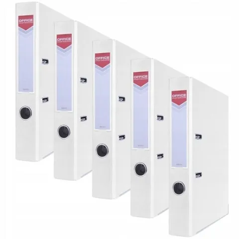 Segregator OFFICE PRODUCTS Officer z szyną, PP, A4/55mm, biały - 5szt