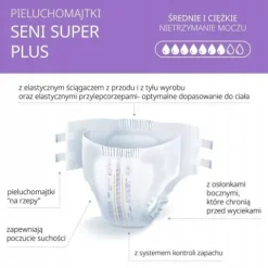SENI SUPER PLUS PIELUCHOMAJTKI DLA DOROSŁYCH M NA RZEPY 30SZT.