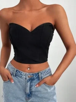 SHEIN CZARNY TOP ODKRYTE PLECY (M)