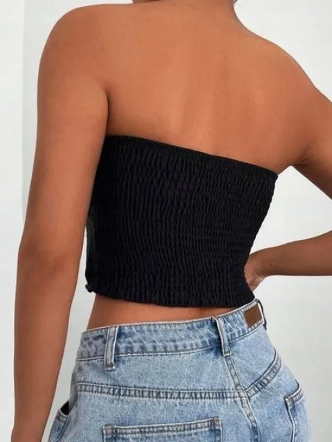 SHEIN CZARNY TOP ODKRYTE PLECY (M)
