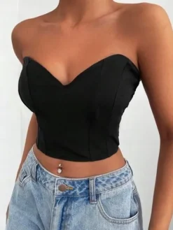 SHEIN CZARNY TOP ODKRYTE PLECY (M)