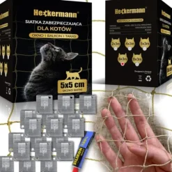 SIATKA NA BALKON Z DRUCIKIEM PREMIUM DLA KOTA BEZ WIERCENIA ZESTAW 6x3