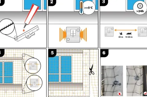SIATKA NA BALKON Z DRUCIKIEM PREMIUM DLA KOTA BEZ WIERCENIA ZESTAW 6x3