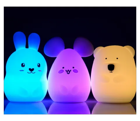 Silikonowa lampka nocna Miś dla dzieci LED USB + pilot