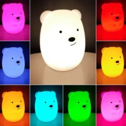 Silikonowa lampka nocna Misiek led rgb