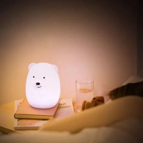 Silikonowa lampka nocna Misiek led rgb