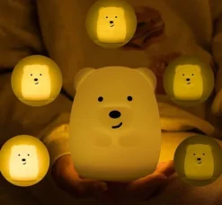 Silikonowa lampka nocna Misiek led rgb