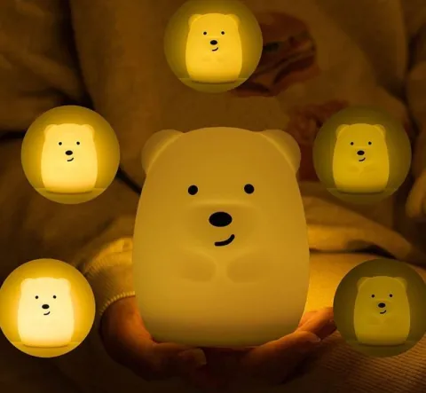 Silikonowa lampka nocna Misiek led rgb