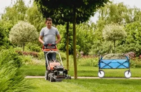 Składany duży wózek ogrodowy plażowy transportowy niebieski wzmocnione