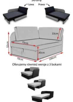 Sofa Kubuś łóżko amerykanka narożnik funkcja spania
