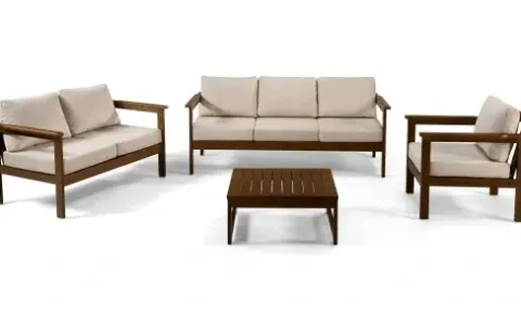 Sofa 2os. Drewniane Meble Ogrodowe Z Poduszkami CO