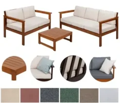 Sofa 2os. Drewniane Meble Ogrodowe Z Poduszkami CO