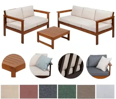 Sofa 2os. Drewniane Meble Ogrodowe Z Poduszkami CO