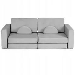 Sofa Składana Modułowa dla Dzieci Duża 2 Osobowa 10 Miękkich Poduch - Szara