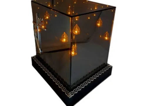 SOLAR SOLARNY FOTOWOLTAICZNY ZNICZ LAMPION KWT GIGANT 3D KRZYŻ SREBRO