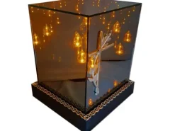 SOLAR SOLARNY FOTOWOLTAICZNY ZNICZ LAMPION KWT GIGANT 3D KRZYŻ SREBRO