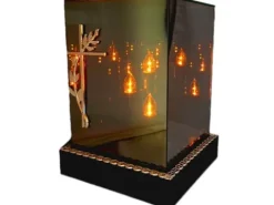 SOLAR SOLARNY FOTOWOLTAICZNY ZNICZ LAMPION KWT GIGANT 3D KRZYŻ SREBRO