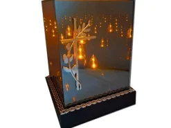 SOLAR SOLARNY FOTOWOLTAICZNY ZNICZ LAMPION KWT GIGANT 3D KRZYŻ SREBRO