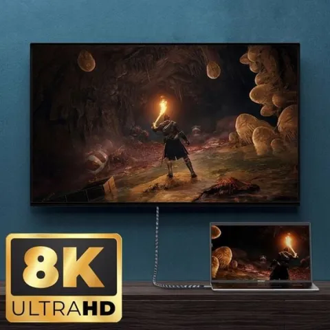 SOLIDNY KABEL PRZYŁĄCZE HDMI - HDMI PLECIONKA 8K 4K 5M