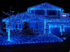 SOPLE 500 LED KURTYNA LAMPKI ZEWNĘTRZNE IP44 NIEBIESKIE + ZIMNY FLASH 21M