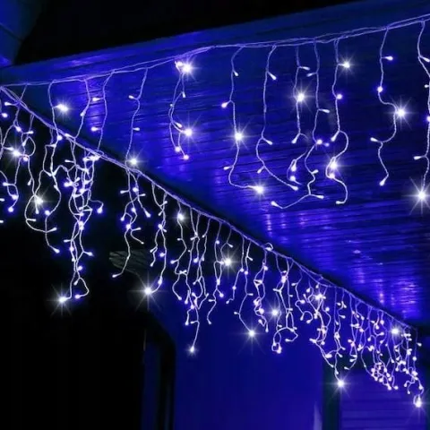 SOPLE 500 LED KURTYNA LAMPKI ZEWNĘTRZNE IP44 NIEBIESKIE + ZIMNY FLASH 21M