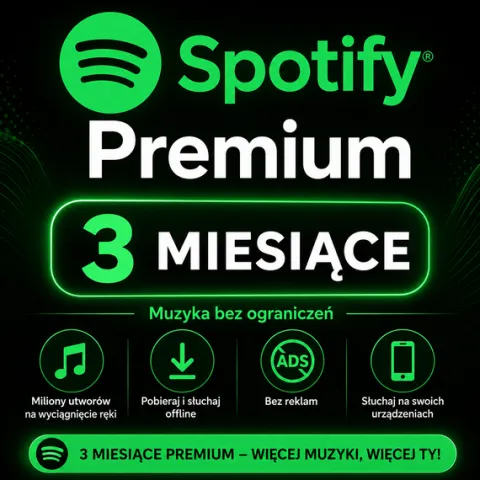SPOTIFY PREMIUM | 3 MIESIĄCE | 90 DNI | INDYWIDUALNE KONTO PREMIUM