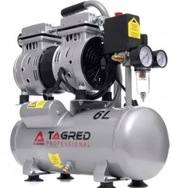 SPRĘŻARKA KOMPRESOR BEZOLEJOWY 6L 550W DWUTŁOKOWY R2 10 BAR CICHY