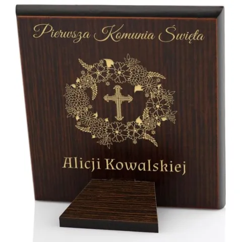 SREBRNY OBRAZEK Anioł Stróż PREZENT na Komunię PAMIĄTKA KOMUNII + GRAWER