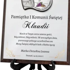 SREBRNY obrazek pamiątka I Komunii Świętej NADRUK