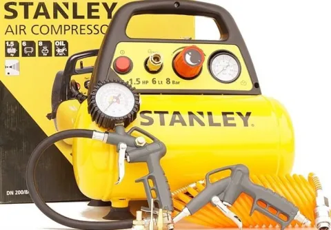 STANLEY KOMPRESOR SPRĘŻARKA 6L 8 BAR + ZESTAW 6el.