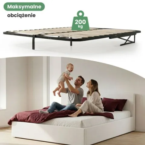 Stelaż do Łóżka 160x200 cm Podnoszony Metalowy Wkład pod Materac 28 listew
