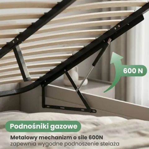 Stelaż do Łóżka 140x200 cm Podnoszony Metalowy Wkład pod Materac 28 listew