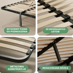 Stelaż do Łóżka 140x200 cm Podnoszony Metalowy Wkład pod Materac 28 listew